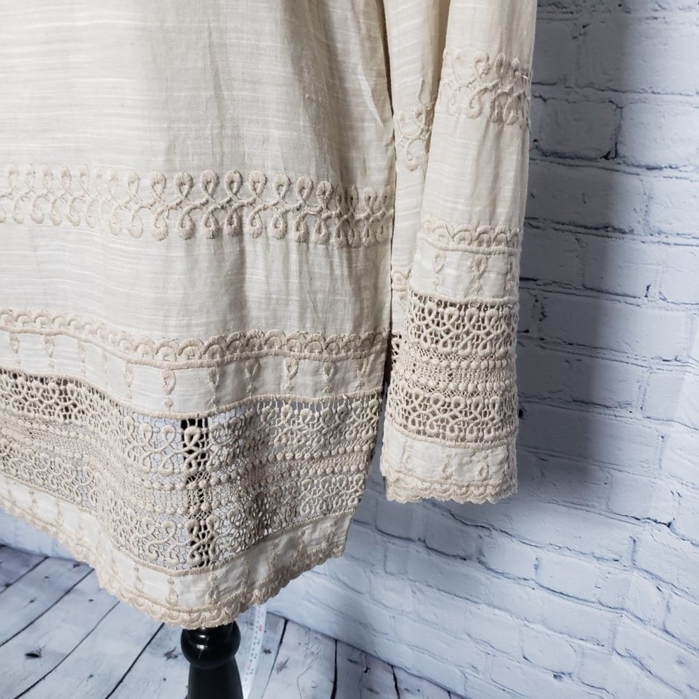 Studio M 100% Cotton Embroidered Beige Tunic NWT size XL - Picture 2 of 10